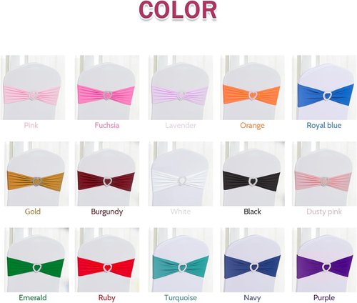 Howhic Spandex Chair Sashes - Pack of 30 Stretch Covers with Buckle Slider for Weddings & Events | Navy