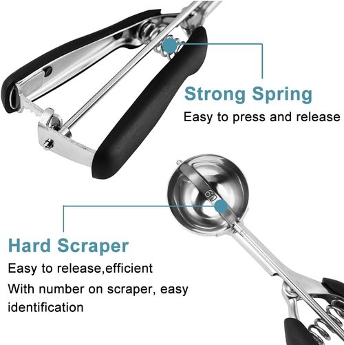 HOMURE Cookie Scoop Set - 3-Piece Stainless Steel Scoops with Non-Slip Grip for Baking & Ice Cream