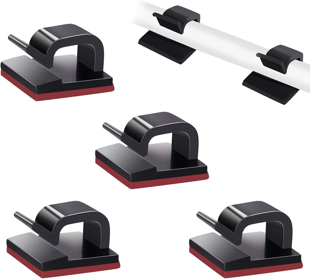 SOULWIT Cable Management Clips - 50 Pcs Self-Adhesive Wire Organizers for Home & Office | Black