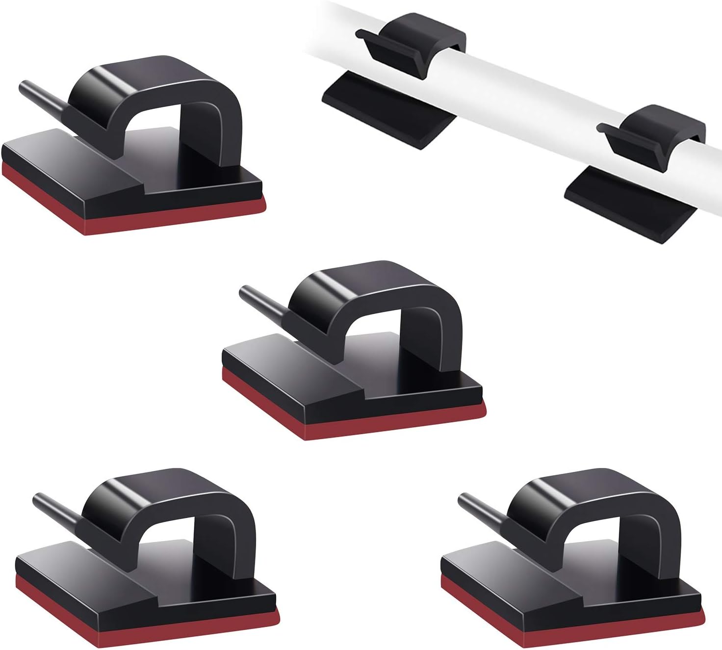 SOULWIT Cable Management Clips - 50 Pcs Self-Adhesive Wire Organizers for Home & Office | Black