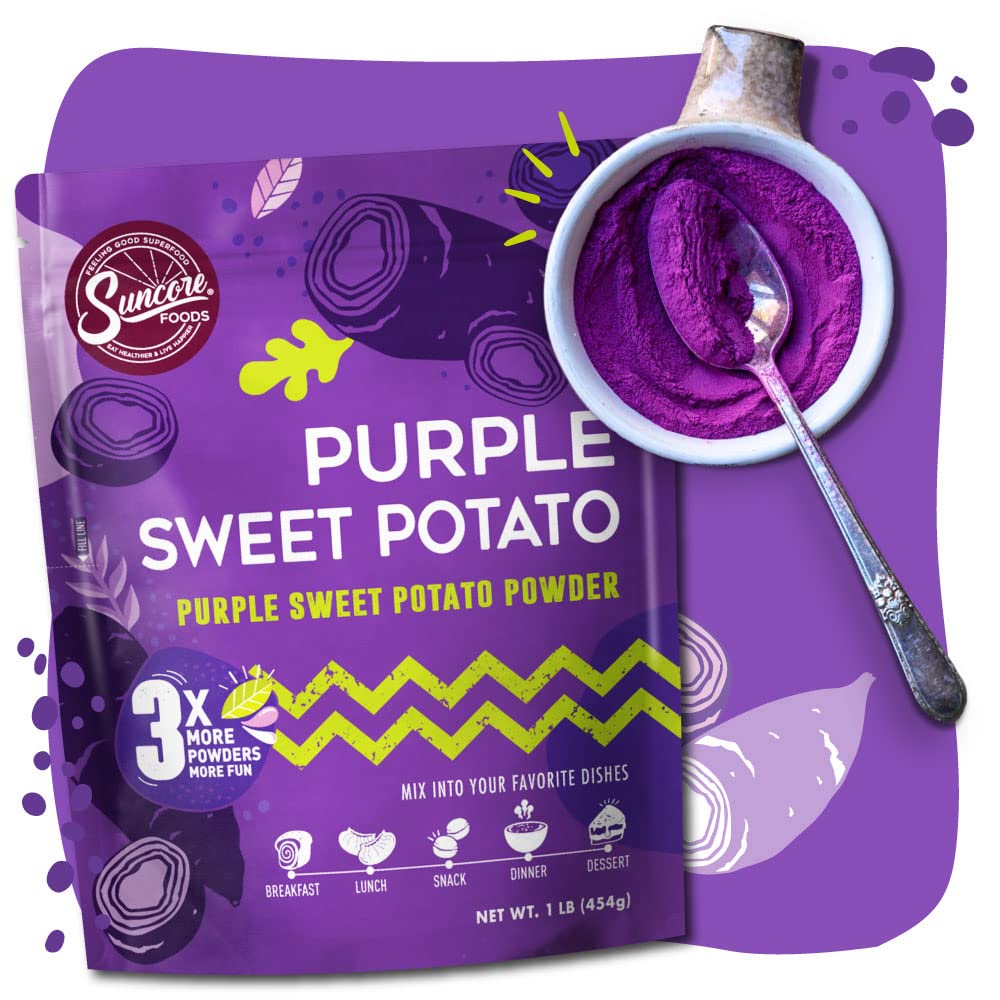Suncore Foods Purple Sweet Potato Powder, Purple Food Coloring Powder, Gluten-Free, Non-GMO, 16oz, 1 Pack