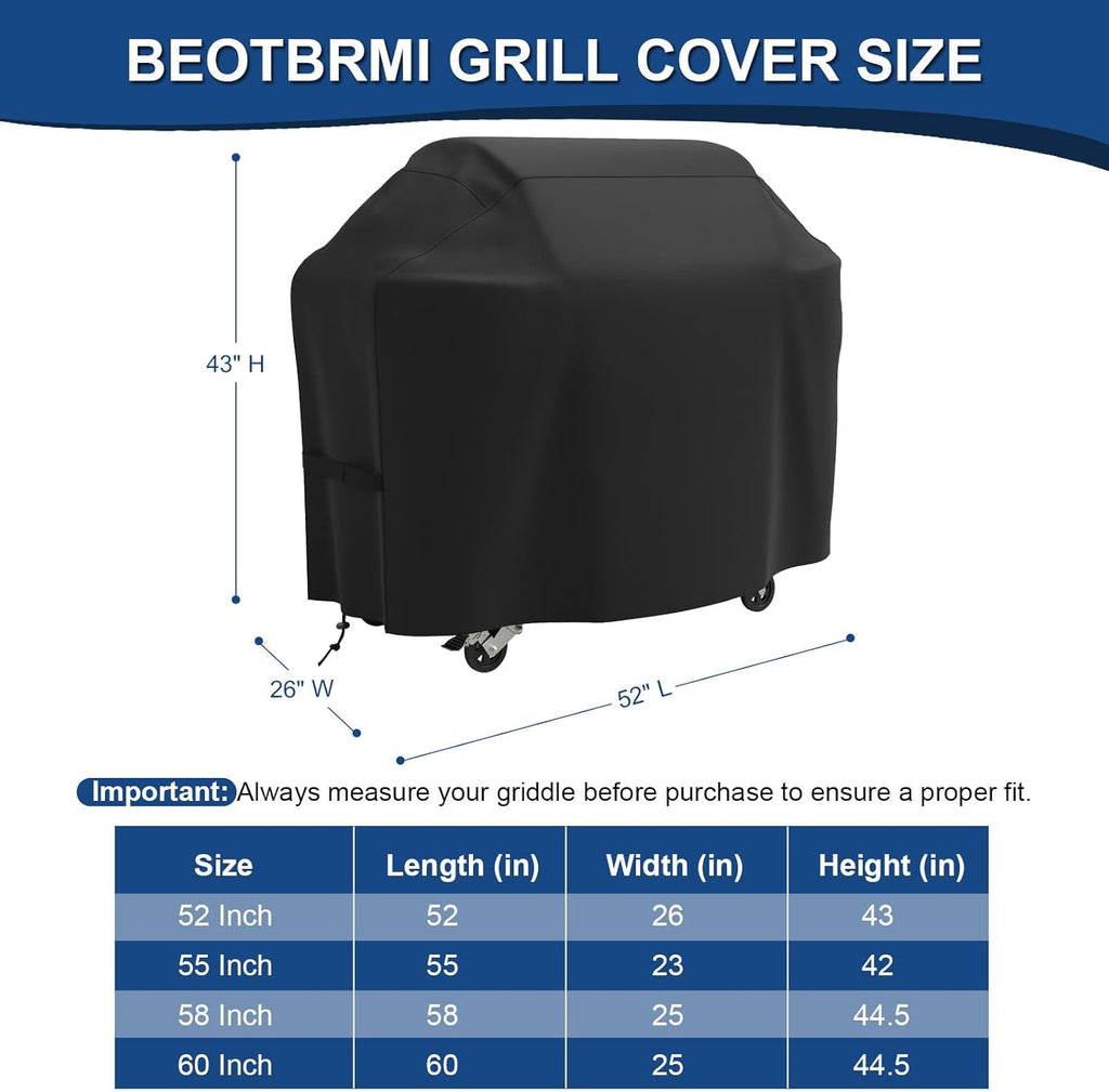 Weber Grill Cover - Waterproof Protection for 52-Inch BBQ Grills | Adjustable Straps & Durable Oxford Fabric