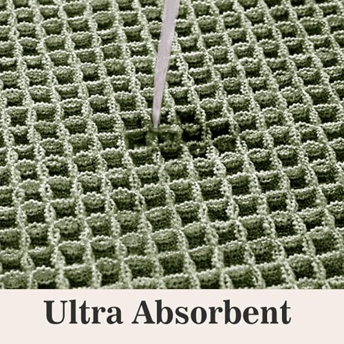 Eanpet Waffle Green Bath Rug, Non-Slip Absorbent Boho Mat 17.3" x 23.6"