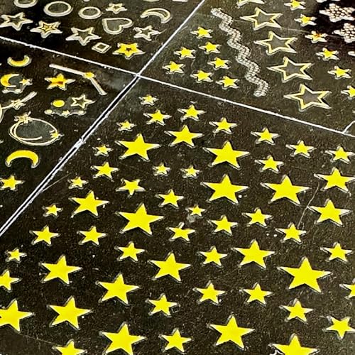 IDDFEVE Gold Moon Star Nail Stickers - 30 Sheets Self-Adhesive 3D Decals