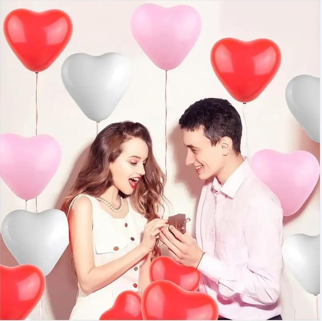Heart Shape Latex Balloons, 12 Inch 30 Pcs Romantic Valentine Balloons Kit, Pink Heart Balloons And Red Heart Balloons, Used For Valentine's Day Birthdays, Wedding Anniversaries, And Weddings
