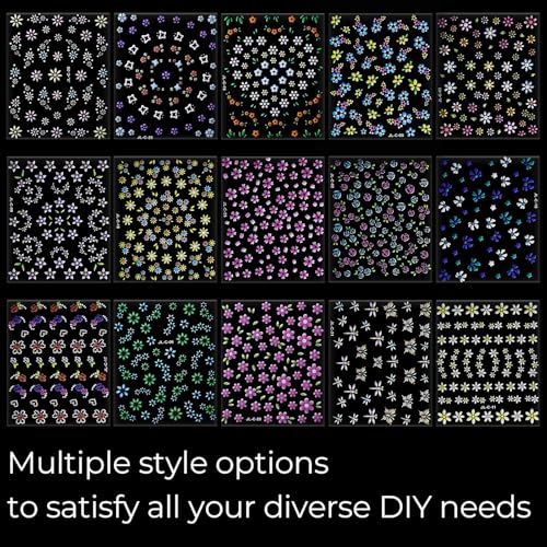 3D Floral Nail Stickers 60 Sheets - Daisy & Heart Self-Adhesive Decals