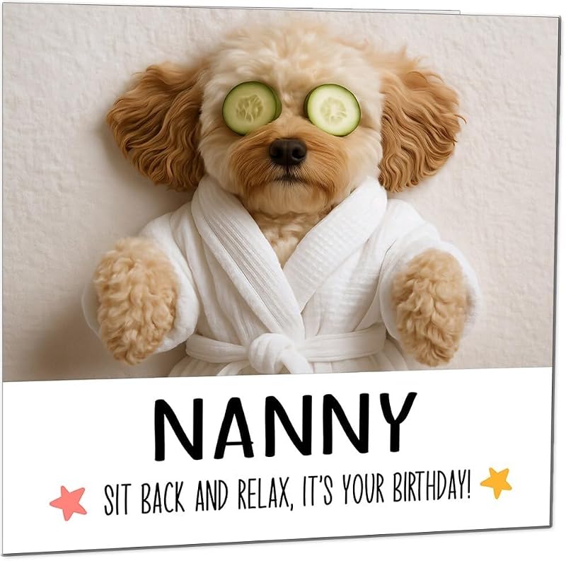 Cavapoo Dog Birthday Card for Nanny - Eco-Friendly Design