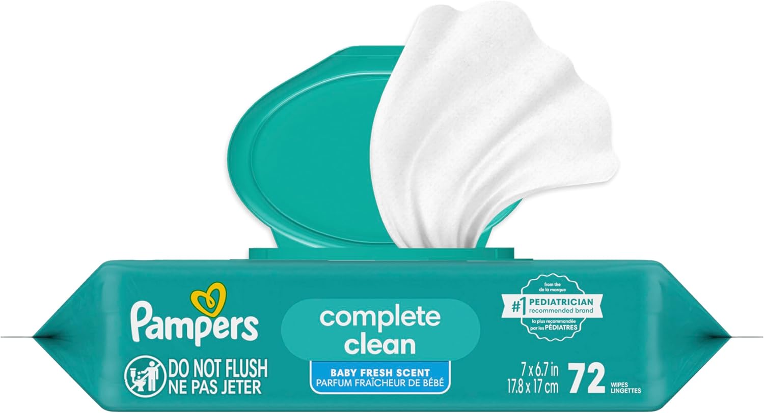 Pampers Baby Wipes - Complete Clean Fresh Scented Wipes for Gentle Head-to-Toe Care | 72 Count