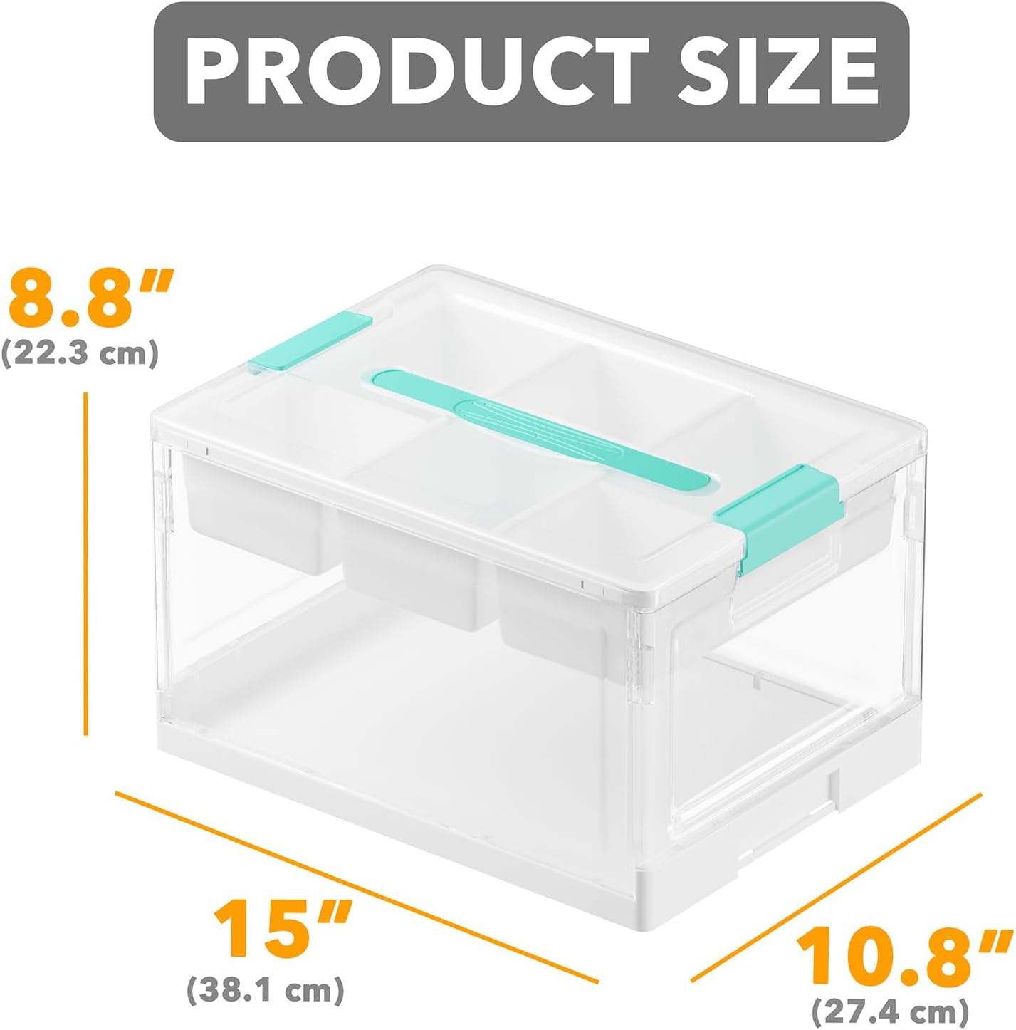 SpaceAid Craft Organizer - 24 QT Clear Plastic Storage Box with Lid, Removable Trays & Dividers