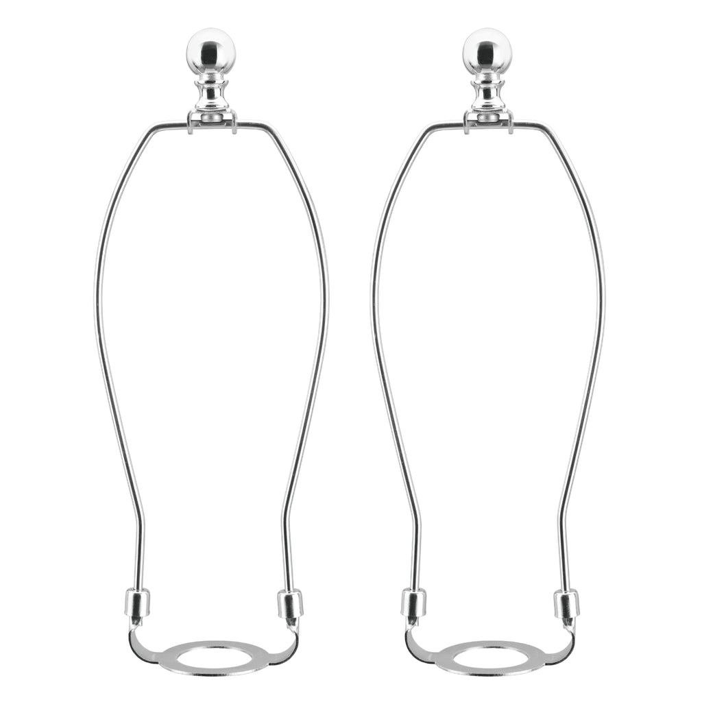 Aspen Creative 20043-22A, 12" Lamp Shade Harp Holder with E26 UNO Fitter Adapter, Includes Solid Steel Bumped Cylinder Finial, 12" Harp, and E26 36mm UNO Fitter in Satin Nickel Finish, 2 Pack