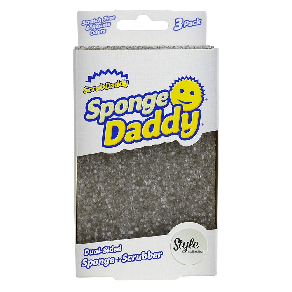 Scrub Daddy Sponge Daddy Style, Dual Sided Sponge Scrubber, Dish Sponges for Washing up, Non Scratch Scourers for Cleaning Dishes, Bathroom Scrubbing Tool, Kitchen Sponges Multipack