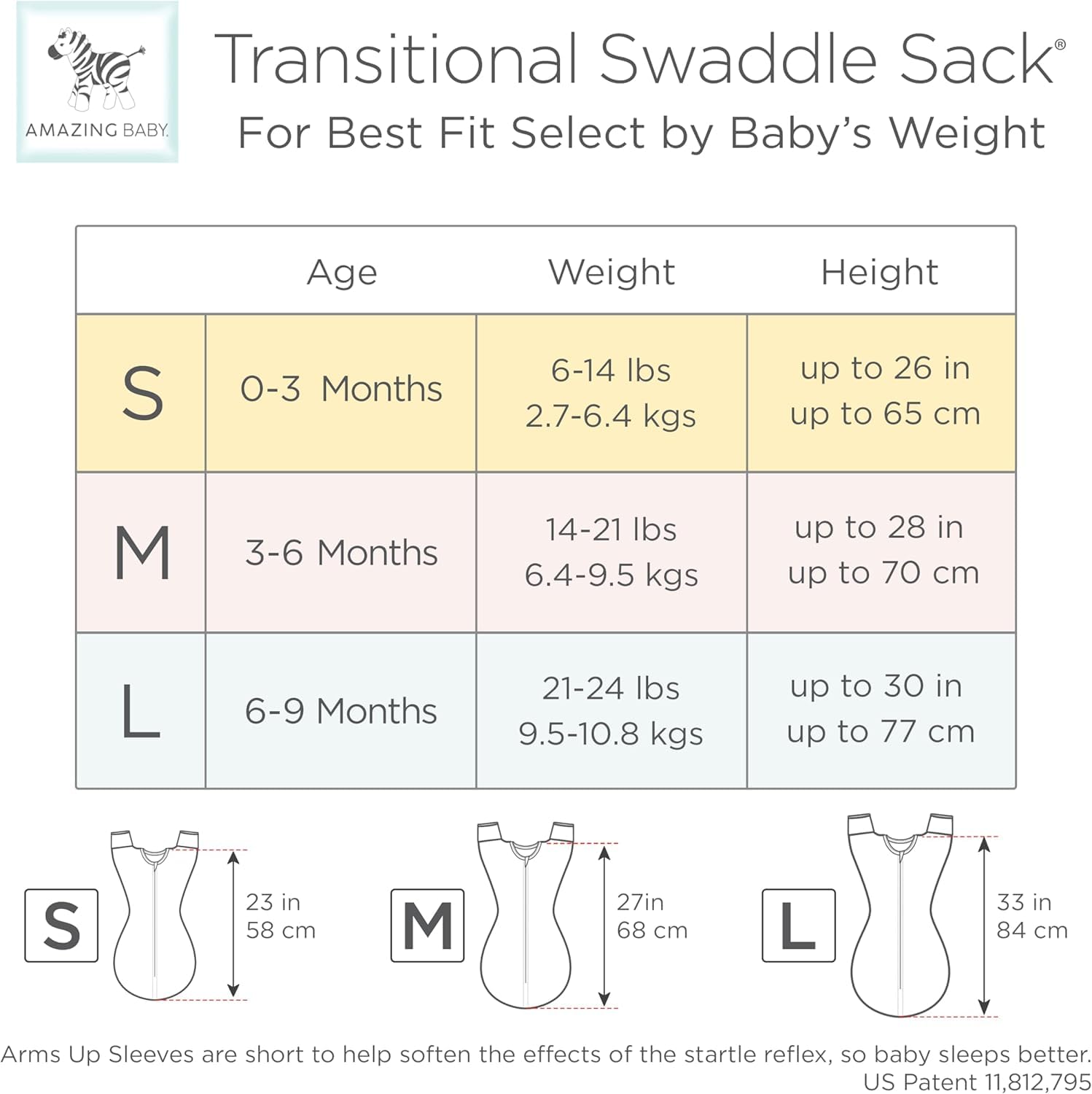 Skiennix Baby Swaddle Sack - Transitional Design with Arms Up Sleeves & Mitten Cuffs | Small, 0-3 Months, On Safari
