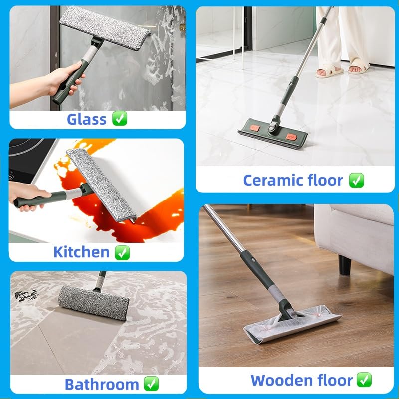 4-in-1 Window Squeegee Cleaner Kit with 81" Extendable Pole