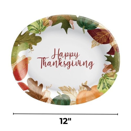 Changing Seasons Multicolor Oval Plates Cut Case (10" x 12") Pack of 8 - Premium Disposable Plates for Festive Parties & Events
