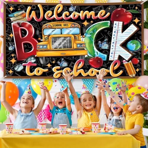 KINGZONE Welcome Back to School Happy Birthday Backdrop - Lel-123 Party Decorations