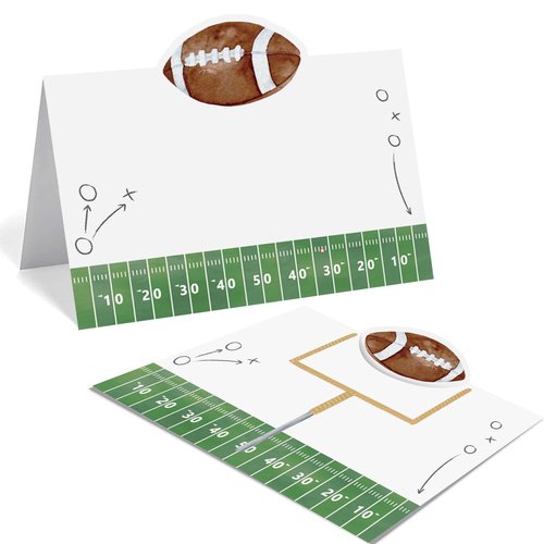 24 Pcs Football Buffet Food Labels, Sprots Themed Folded Place Cards and Tent Name Cards for Boy Birthday and Baby Shower Party Table Setting Decorations Supplies (Football)
