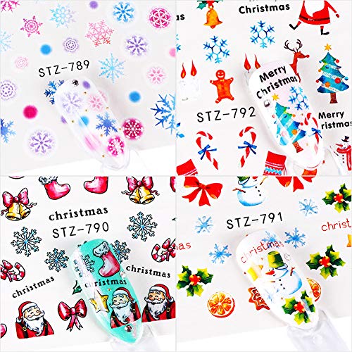 Christmas Nail Art Decals - 30 Sheets Holographic Water Transfer Stickers