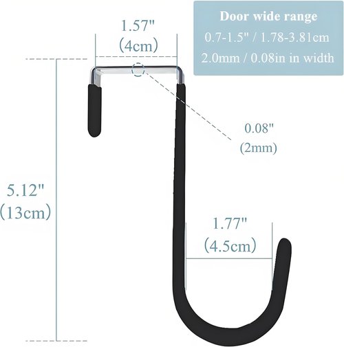 Black Wreath Hanger - Durable Metal Over-The-Door Hook for Christmas Decorations