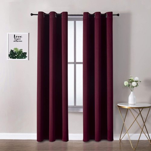 ChrisDowa Burgundy Curtains - Thermal Insulated Room Darkening Panels, 72 Inches Long, Set of 2