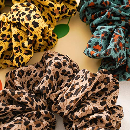 Vikodah 2-Piece Leopard Print Hair Scrunchies - Soft Elastic Ponytail Holder