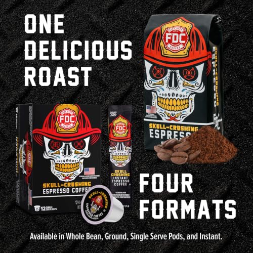 Fire Department Coffee Skull Crushing Espresso Instant Coffee Packets - 30 Single Serve - Veteran Owned