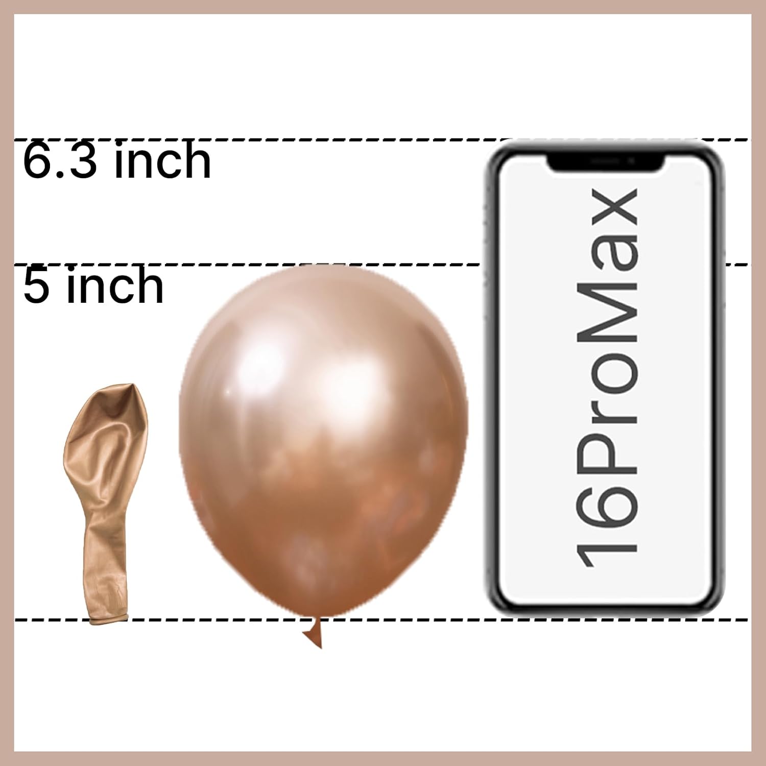 PartyWoo Metallic Rose Gold Balloons - 50pcs 5 Inch Chrome Latex for Weddings & Celebrations