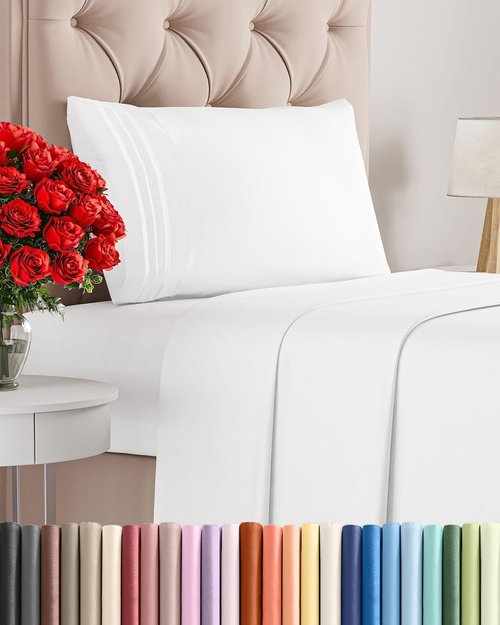 Comfy Twin Size 3-Piece Sheet Set by [Brand Name] - Breathable, Cooling & Ultra-Soft Hotel Luxury Bedding - Deep Pockets, Wrinkle-Free - Oeko-Tex Certified - White