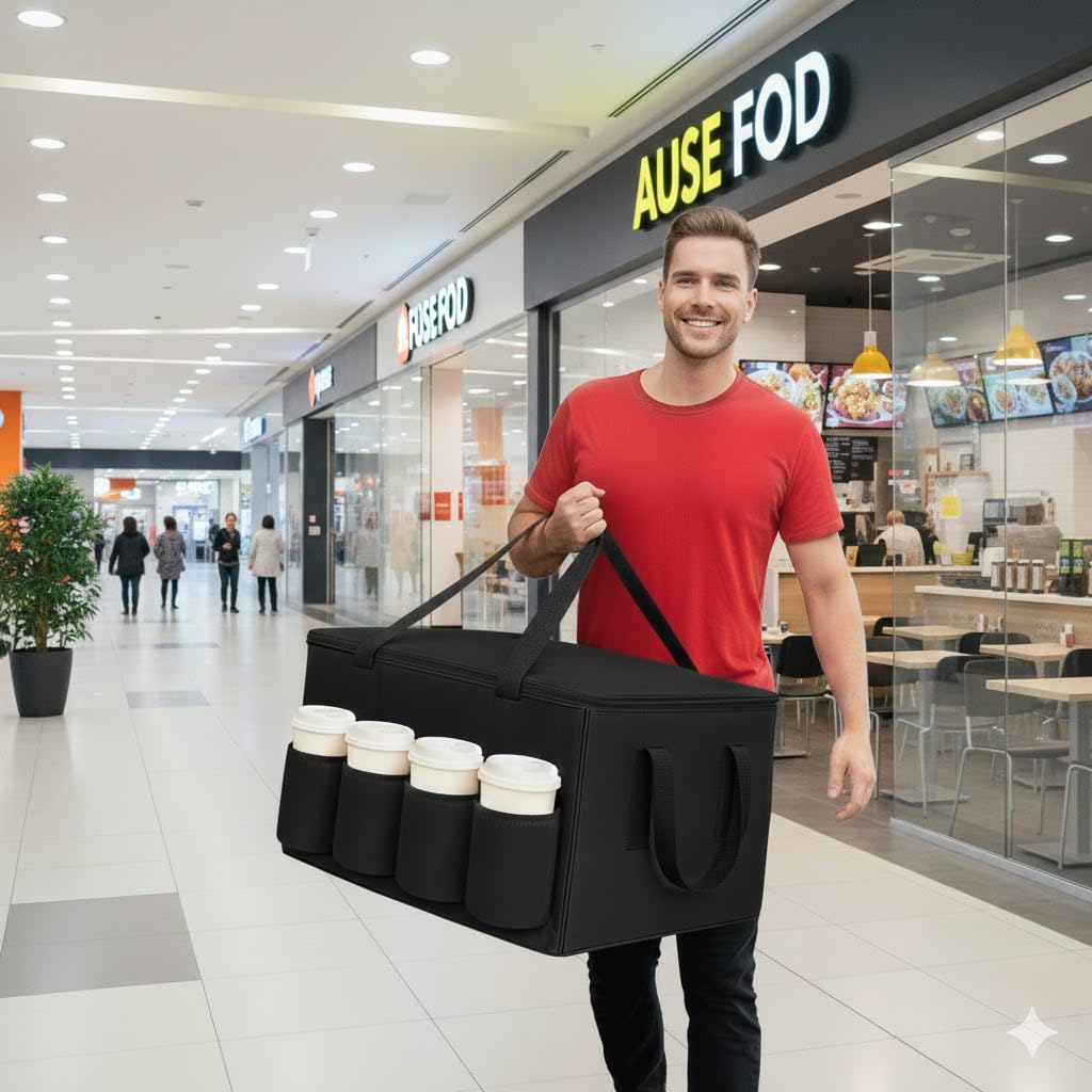 musbus Catering Bag for doordash uber eats 22x14x13 Insulated Food Delivery Bag with Cup Holders/Drink Carriers Premium XXL, Beverages, Grocery, Pizza