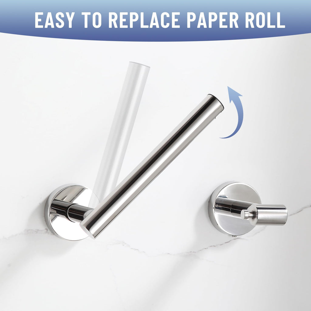 BVL Toilet Paper Holder Polished Chrome Wall Mount Stainless Steel 304 Large Mega Roll