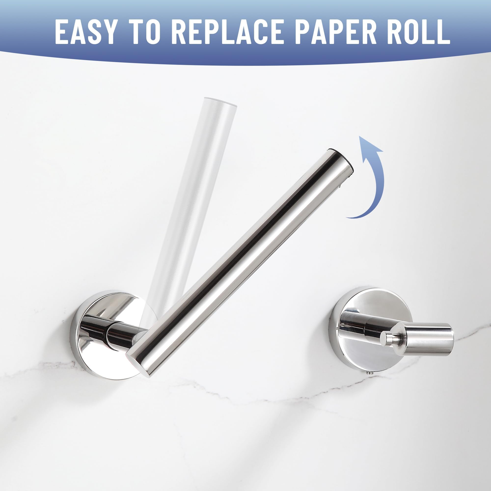 BVL Toilet Paper Holder Polished Chrome Wall Mount Stainless Steel 304 Large Mega Roll