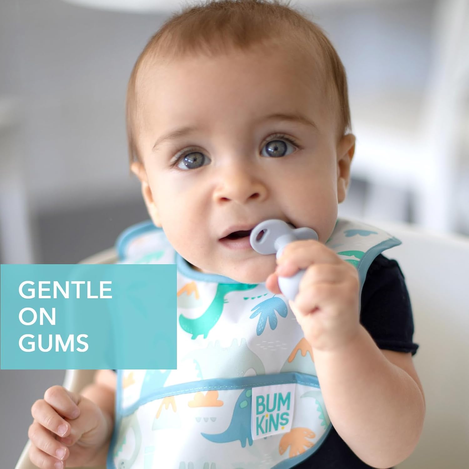 Bumkins Baby Utensils Set - Chewtensils Silicone Spoons & Fork for Self-Feeding | Gray, 6 Months+