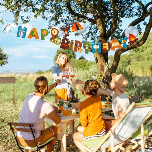Camping Birthday Banner - Happy Birthday Party Decorations