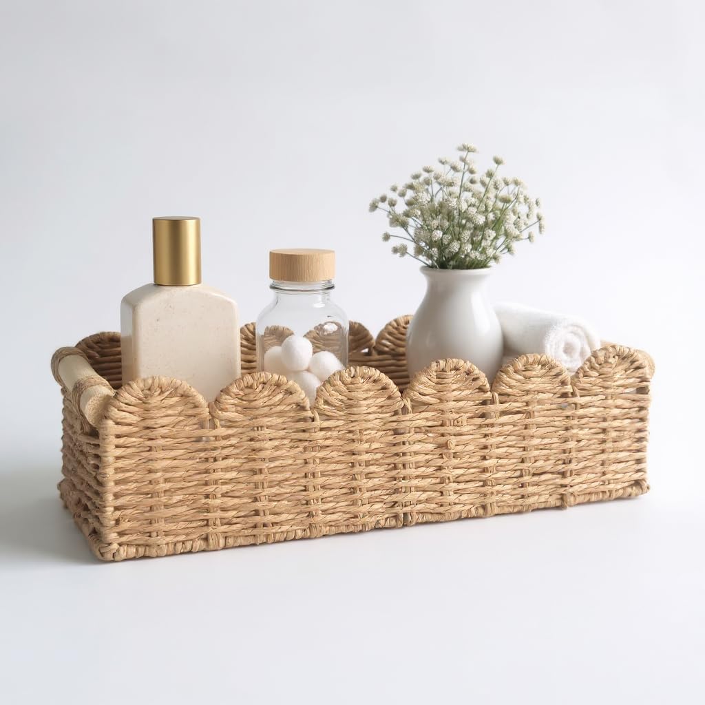 Toilet Paper Storage Basket - Decorative Organizer for Bathroom Tank Top | Functional Home Decor