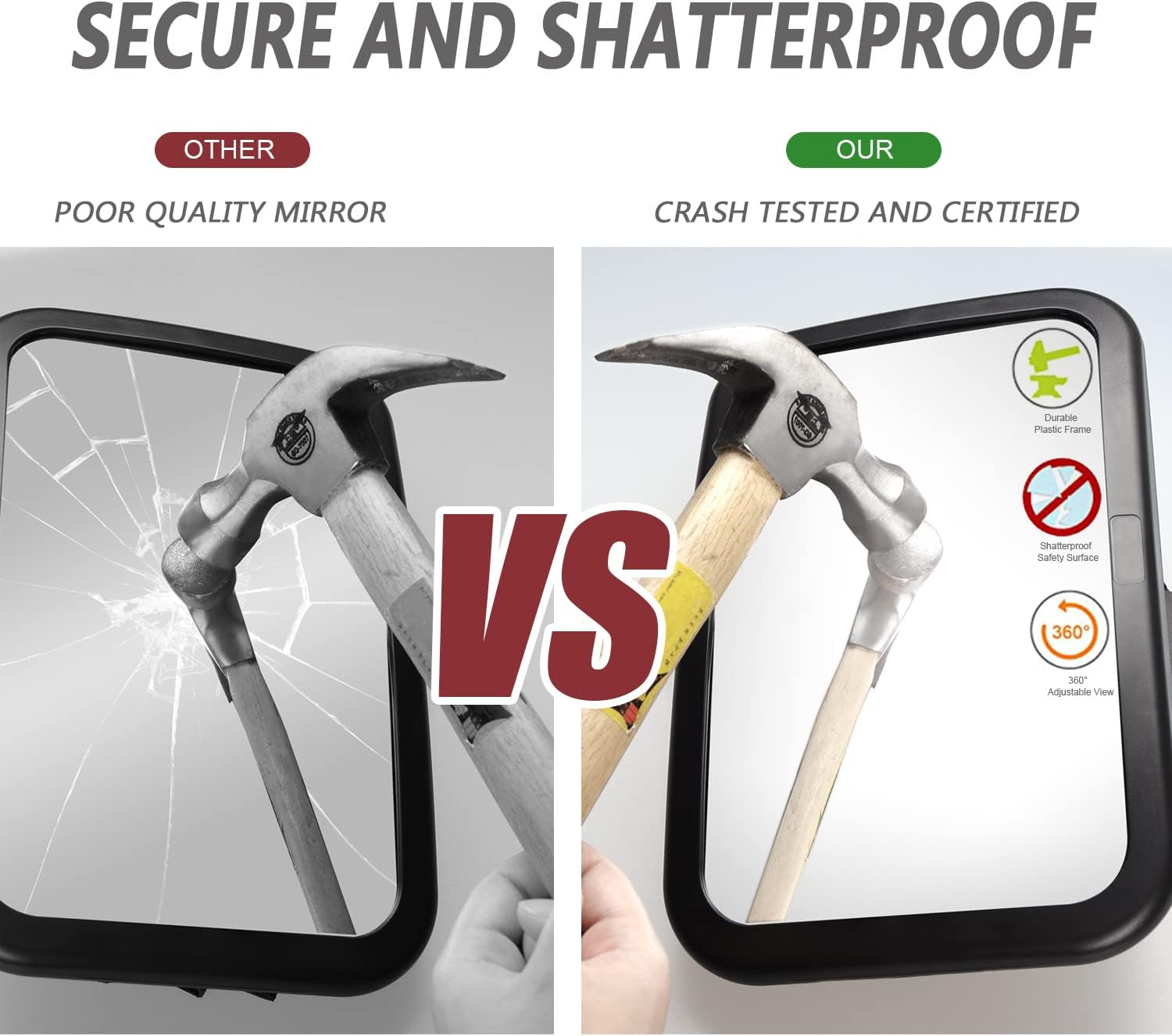 Mluchee Baby Car Mirror - Rear Facing Infant Seat Mirror with Crystal Clear View | Shatterproof & Crash Tested