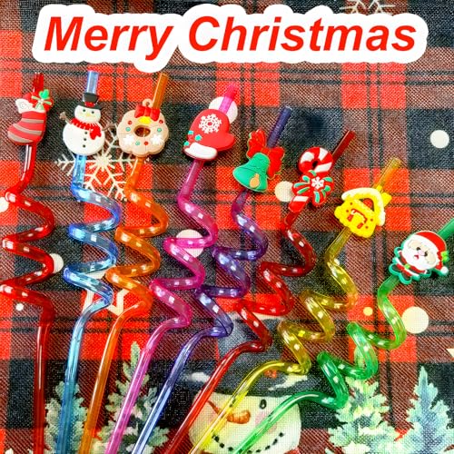 Reusable Christmas Party Straws with Decorations - 30 Pack