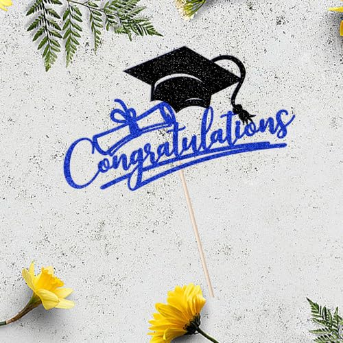 2026 Graduation Cake Topper - Navy Blue & Black Congrats Grad Party Decor