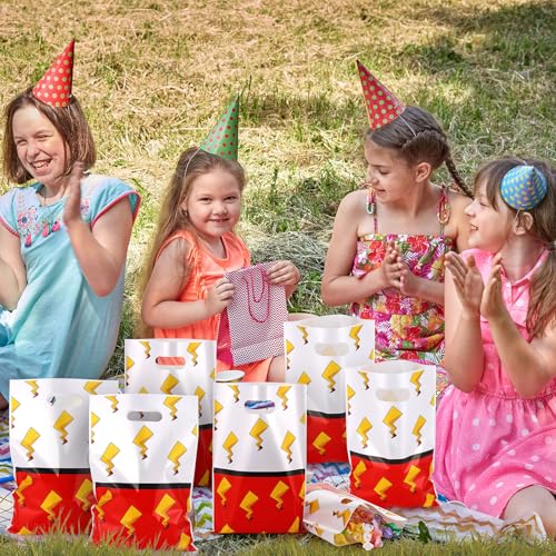 50 Pcs Cartoon Birthday Gift Bags - Red & White Party Favor