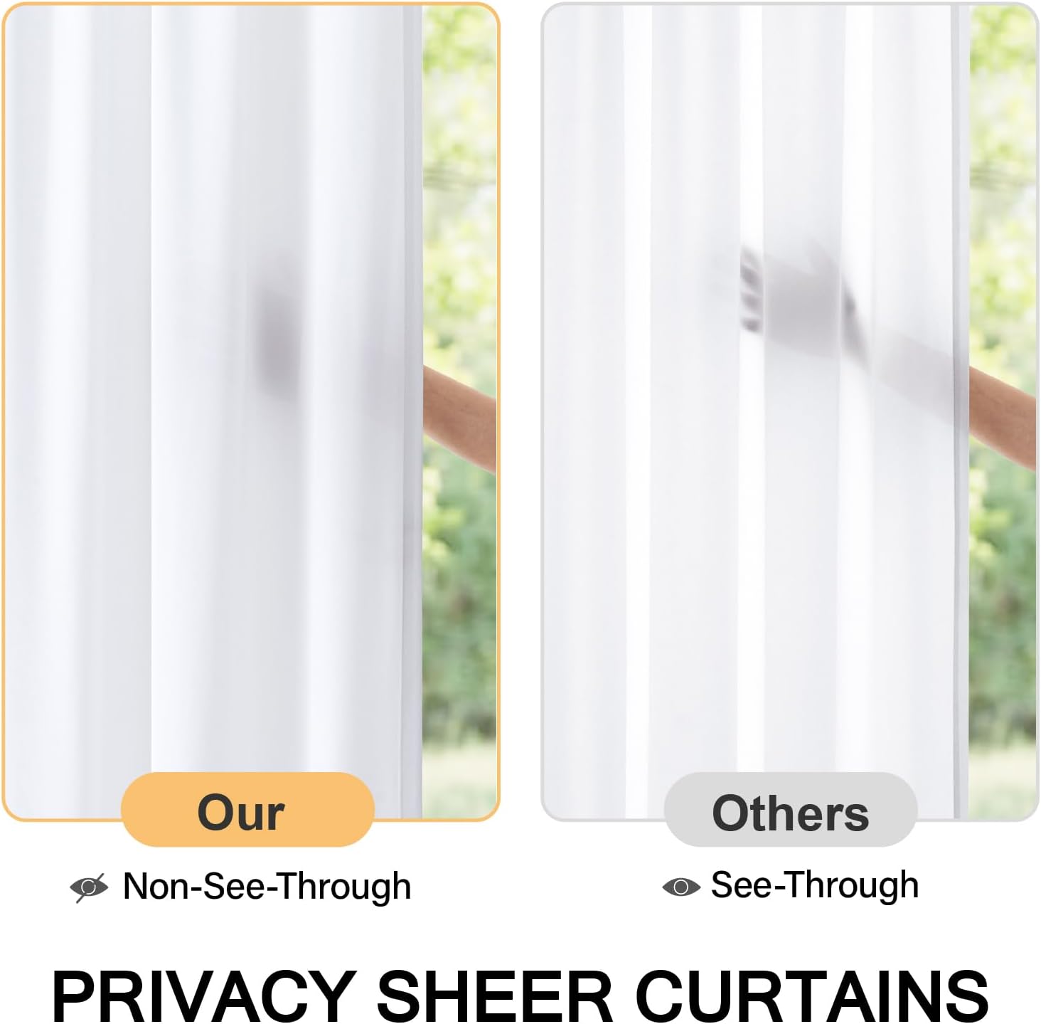 MIULEE French Door Curtains - Non-See-Through Privacy Light Filtering Sheer Drapes | White, 26 x 72 Inches, 2 Panels