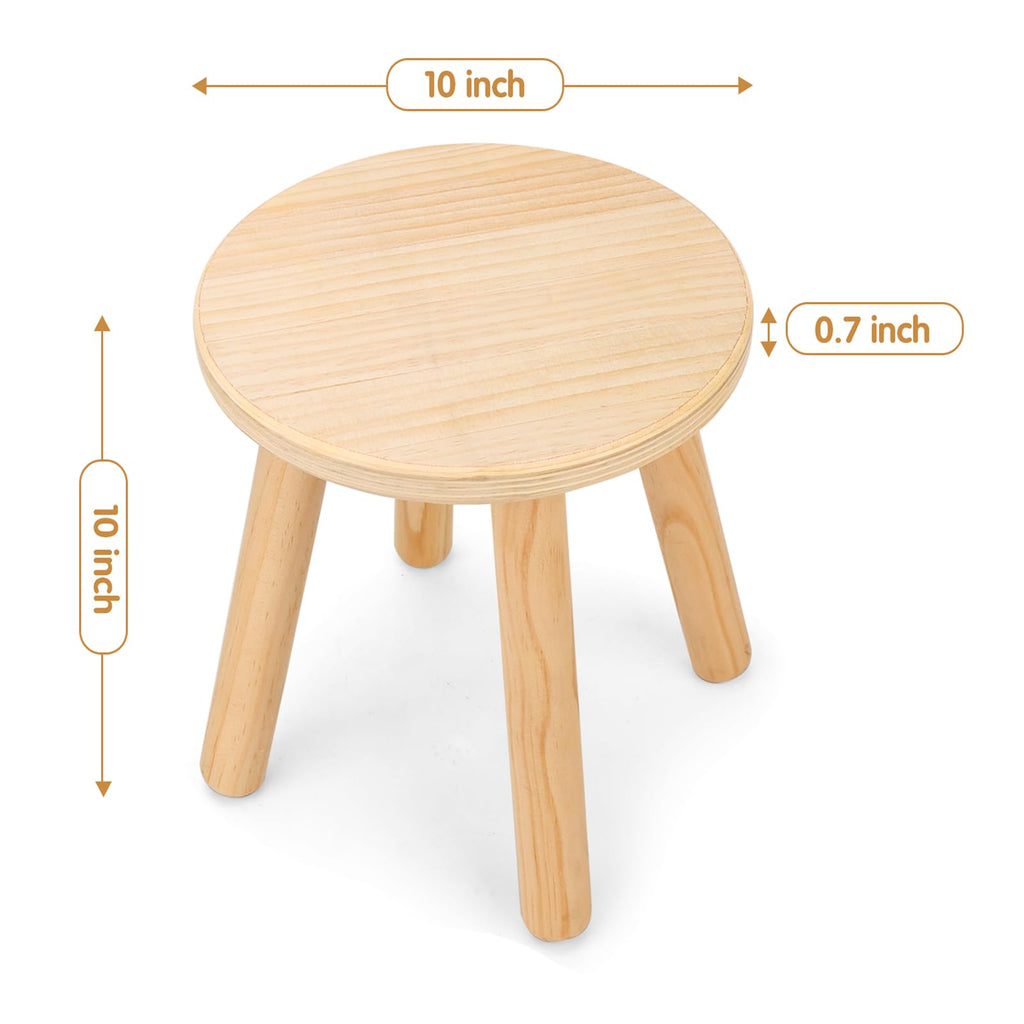 Wingyz Wooden Step Stools for Kids, 10 Inch Solid Kids Chairs Perfect Matched Sensory Table, Multi-Purpose Children Sitting Stool for Playroom Bathroom (Natural, 2 Pack)