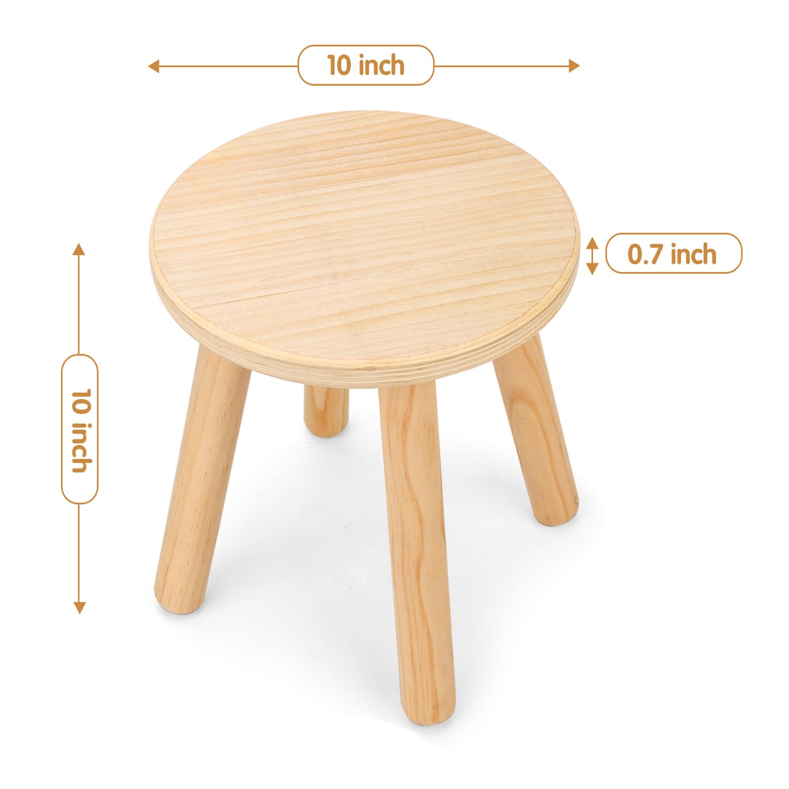 Wingyz Wooden Step Stools for Kids, 10 Inch Solid Kids Chairs Perfect Matched Sensory Table, Multi-Purpose Children Sitting Stool for Playroom Bathroom (Natural, 2 Pack)
