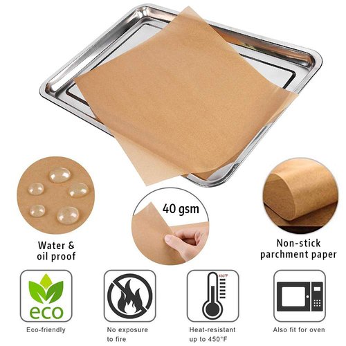 Comfylife 200 Parchment Paper Sheets - No Curl, Tear, or Burn (9 x 13 Inch) - Precut Baking Paper, Unbleached, No Chemical, Cookie Sheets