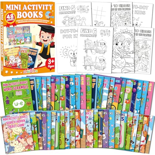 48 Mini Activity Books for Kids - Bulk Coloring & Puzzle Party Favors