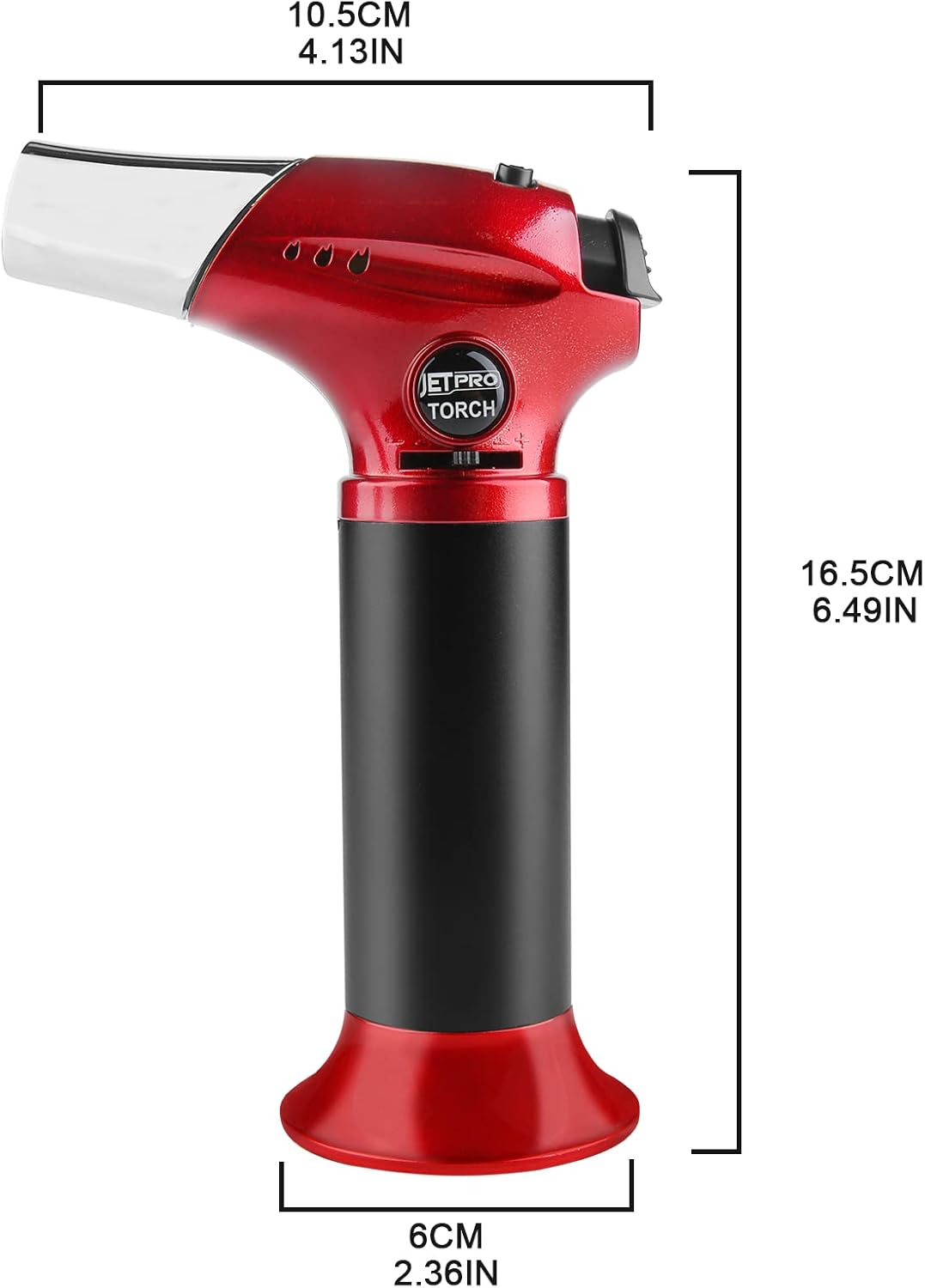 Skiennix Butane Kitchen Torch Lighter - Refillable Cooking Torch with Adjustable Flame & Safety Lock | Red