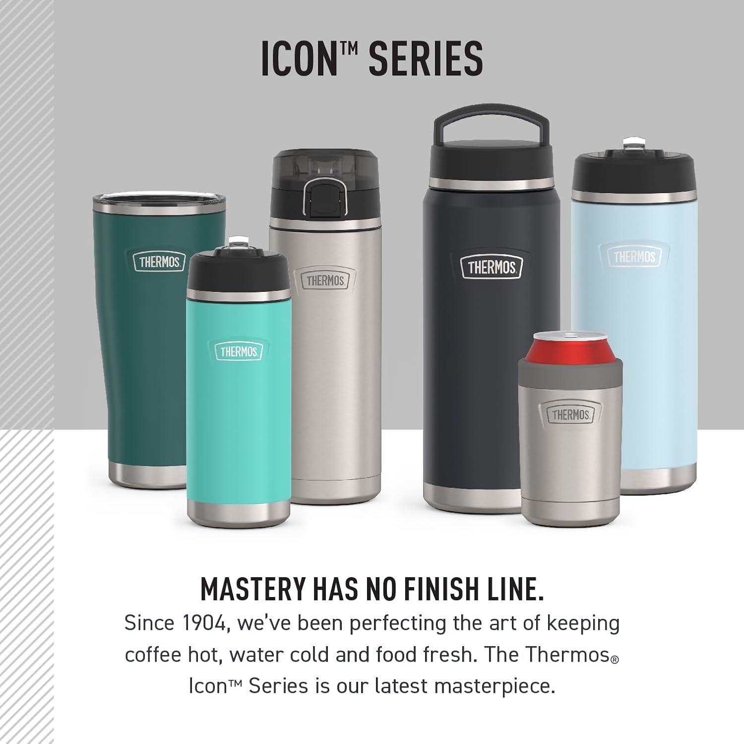 THERMOS ICON SERIES Stainless Steel Water Bottle - 24 Ounce, Glacier | Vacuum Insulated with Spout Lid