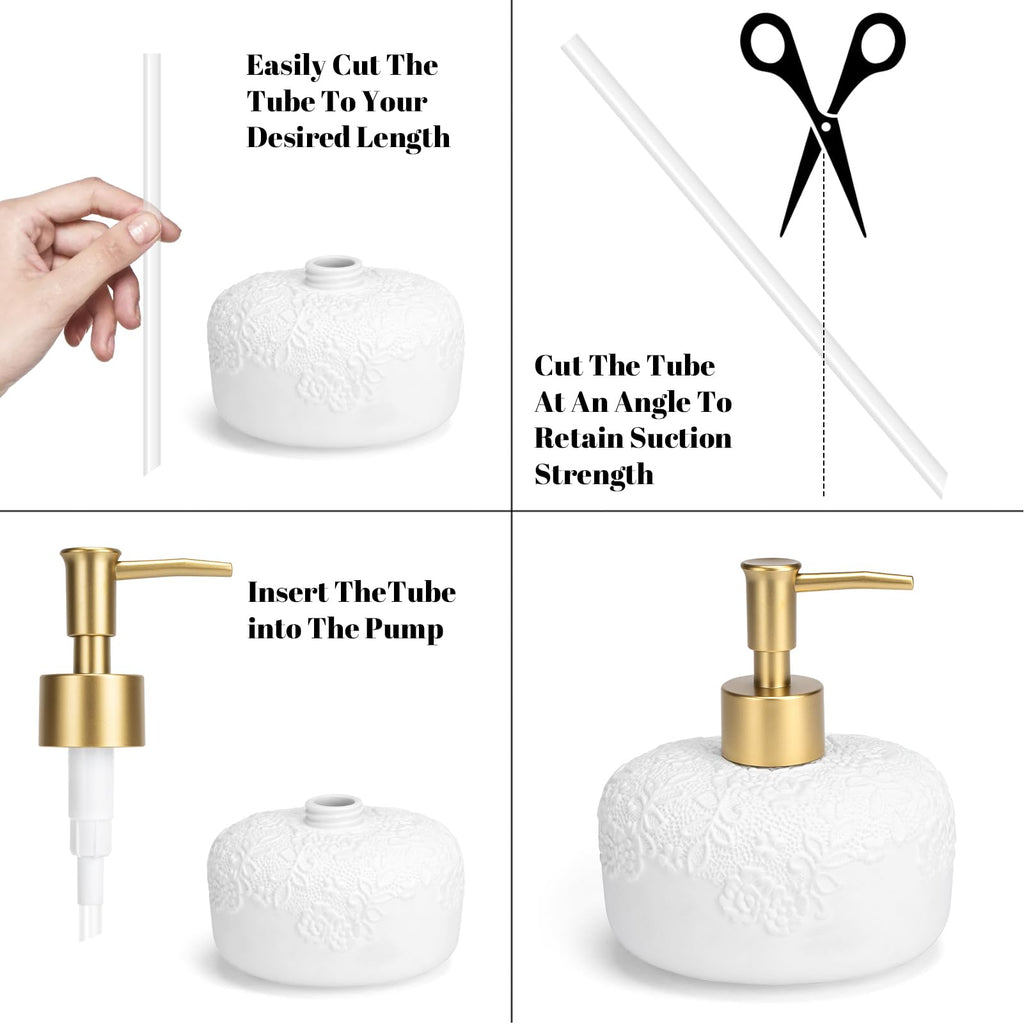 Plastic Soap Dispenser Pump Replacement for Standard 28/400 Thread Size for Your Lotion or Dish Soap Refill Dispenser Kitchen Bathroom 2 Pack(Gold)