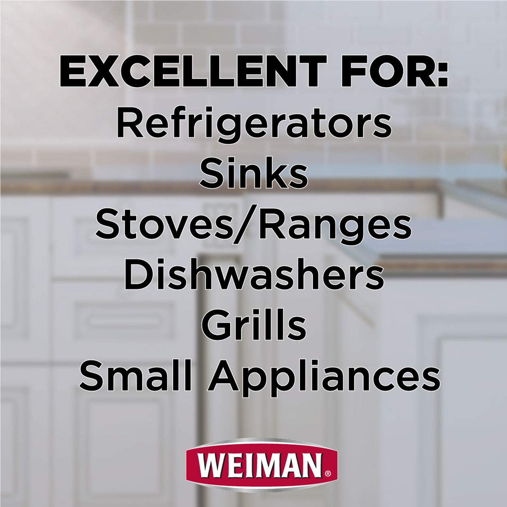 Weiman Stainless Steel Cleaner and Polish - Streak-Free Shine for Refrigerators, Dishwasher, Sinks, Range Hoods and BBQ grills, 22 Fl Oz