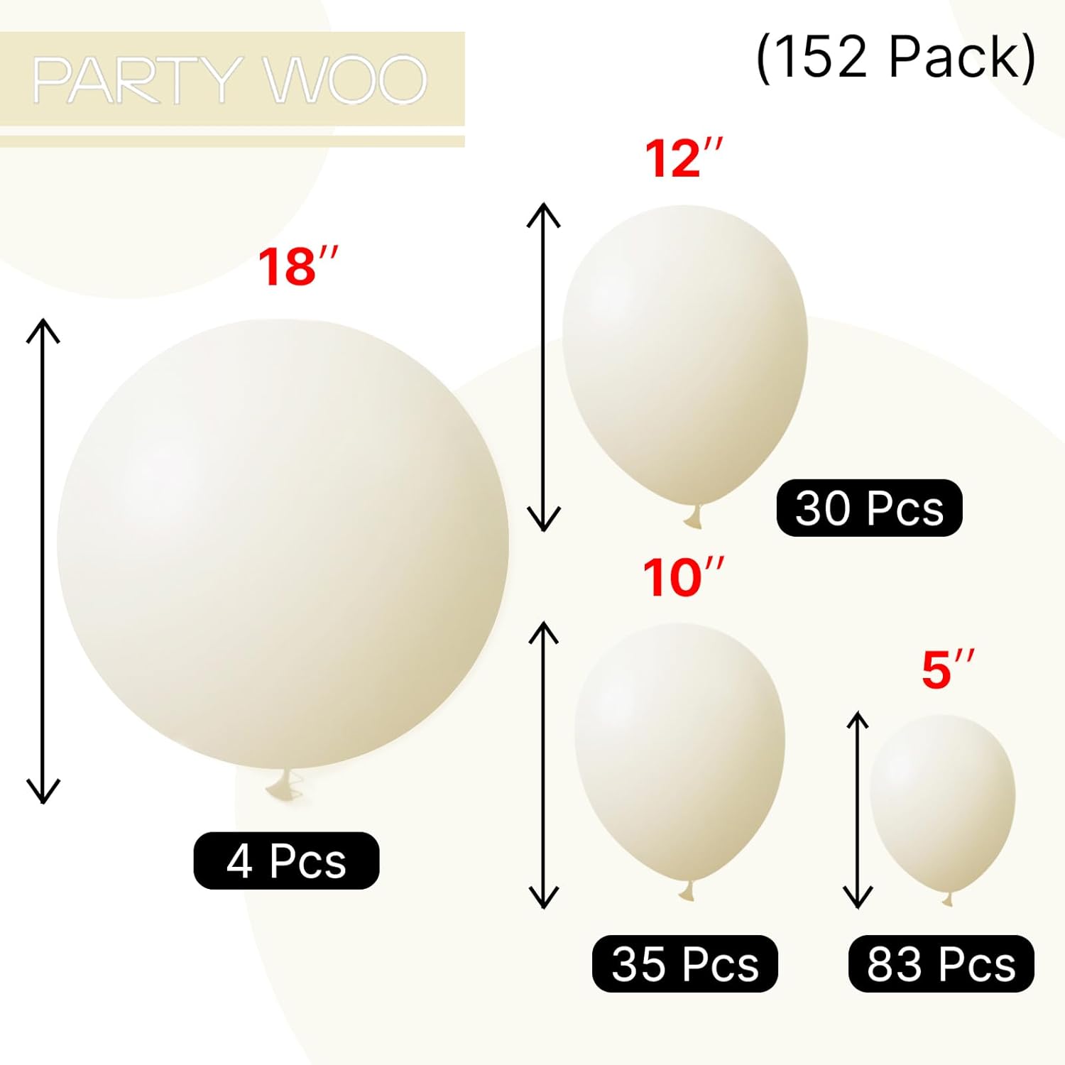 PartyWoo Pastel Yellow Balloons - 152-Piece Arch Kit for Baby Showers & Birthday Parties | Various Sizes 5-18 Inch