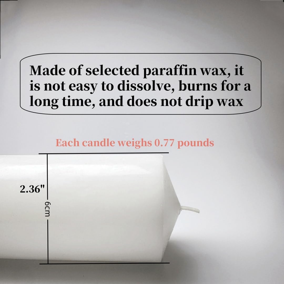 Skiennix White Pillar Candle Set - 2 Large Unscented Decorative Candles | Perfect for Parties, 2.4" x 6" (2PC)