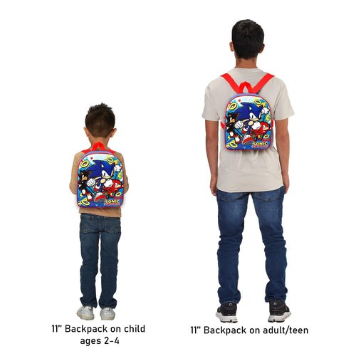 Sonic Mini Backpack for Kids - Bundle with 11” Video Game Mini Backpack Plus Stickers, Water Bottle, More | Sonic Preschool Bag for Boys, Girls, Kids