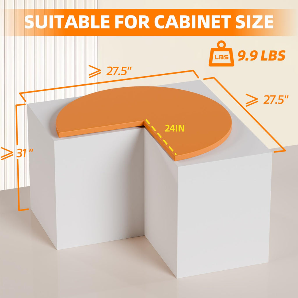 24" Corner Cabinet Turntable, 270° Rotating Basket Adjustable Height Kitchen Shelf Turntable, 2 Tier Rotating Basket 304 Stainless Steel Rotating Storage Rack for Kitchen Corner Cabinets